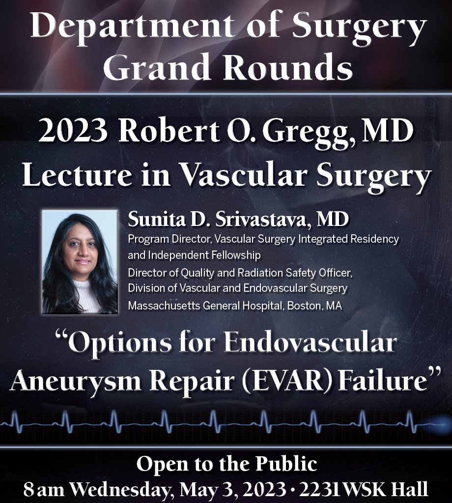 SUNY Upstate Division of Vascular Surgery (@upstatevascular) on Twitter photo We are honored to welcome Dr. Sunita D. Srivastava <a href="/SundeviSunita/">Sunita Srivastava</a> from <a href="/MGHVascular/">Mass General Vascular</a> as she presents 2023's Robert O. Gregg, MD Visiting Professor Lecture for Grand Rounds 5/3/23. tinyurl.com/UpstateGR at 8amEST
<a href="/UpstateNews/">Upstate Medical University</a> <a href="/UpstateSurgery/">SUNY - Upstate General Surgery Residency Program</a> <a href="/UpstateHealth/">Upstate Health</a> <a href="/VascularGirl212/">Vascular Girl</a> @mgh We are honored to welcome Dr. Sunita D. Srivastava <a href="/SundeviSunita/">Sunita Srivastava</a> from <a href="/MGHVascular/">Mass General Vascular</a> as she presents 2023's Robert O. Gregg, MD Visiting Professor Lecture for Grand Rounds 5/3/23. tinyurl.com/UpstateGR at 8amEST
<a href="/UpstateNews/">Upstate Medical University</a> <a href="/UpstateSurgery/">SUNY - Upstate General Surgery Residency Program</a> <a href="/UpstateHealth/">Upstate Health</a> <a href="/VascularGirl212/">Vascular Girl</a> @mgh