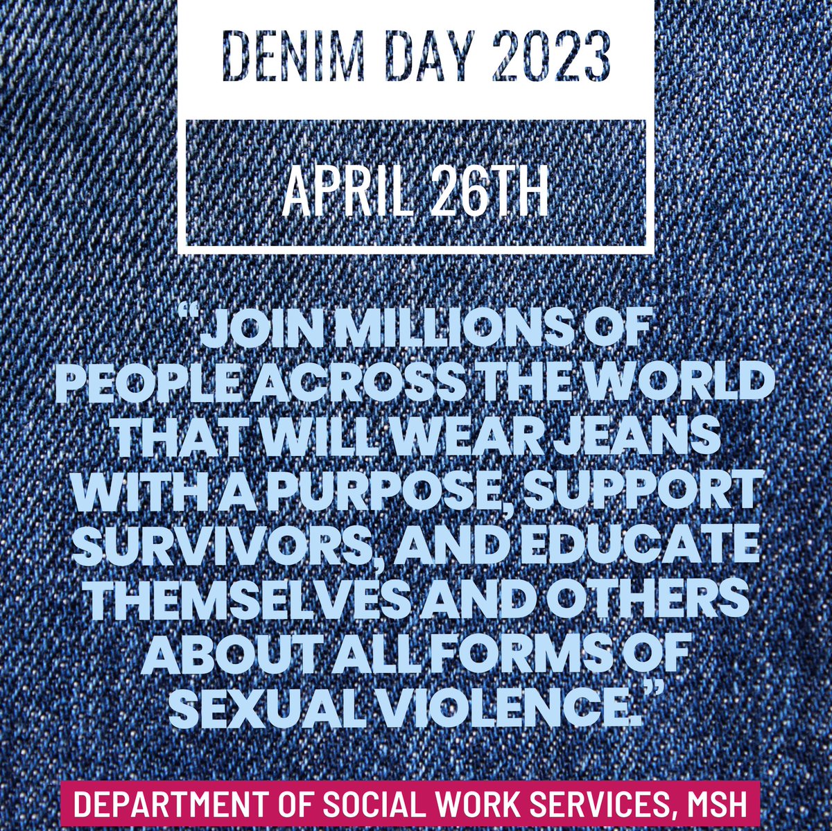 Please show your support by wearing denim on 4/26/23!

#denimday #denimdaynyc