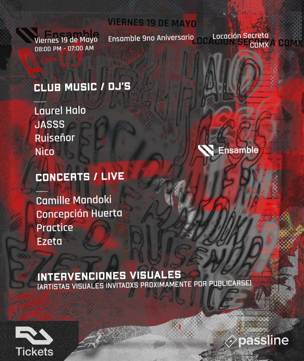 FILTERMexico's tweet image. Ensamble (@ensamble_rec) celebrará su noveno aniversario en la Ciudad de México con presentaciones de Laurel Halo, JASSS, Ruiseñor y Concepción Huerta.

Los boletos están disponibles a precio especial: tinyurl.com/hazfbkcj