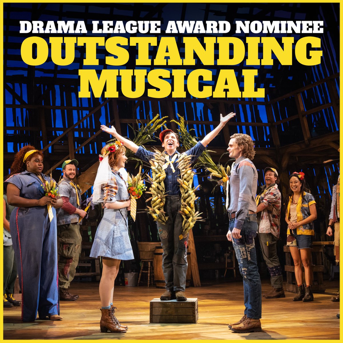 Corngratulations to the entire Shucked family on three Drama League Award nominations, including Outstanding Production of a Musical!! 🌽 #DLAwards