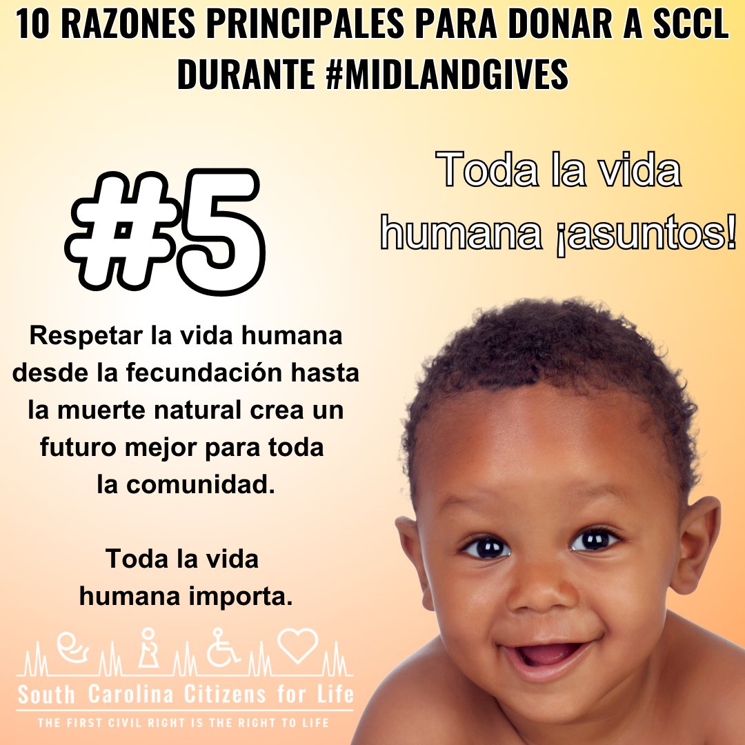 🤗 Reason #5 to Give to OCCL During #MidlandsGives!🤗

Create a better future for the entire community by respecting human life from fertilization to natural death!

➡️ Donate and Your Donation Will Be Doubled: buff.ly/3Ksp27a

#life4sc
#savethebabiessc