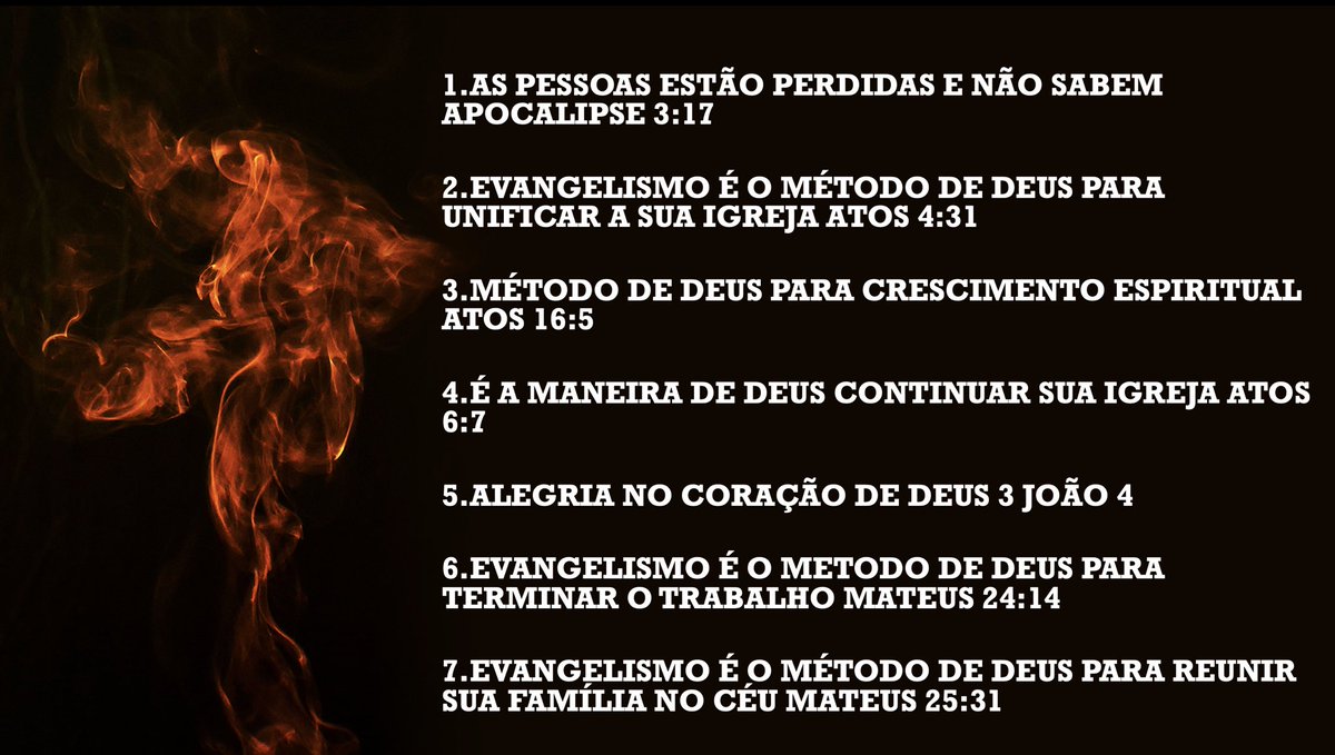 "A cada um se a designado uma obra, e ninguém, pode substitui-lo. Cada um tem uma missão de maravilhosa importância, que não pode descuidar ou ignorar". Ellen G. White, SC, p. 14.

7 RAZÕES BÍBLICAS PARA CUMPRIR A MISSÃO Pr. Mark Finley 👇