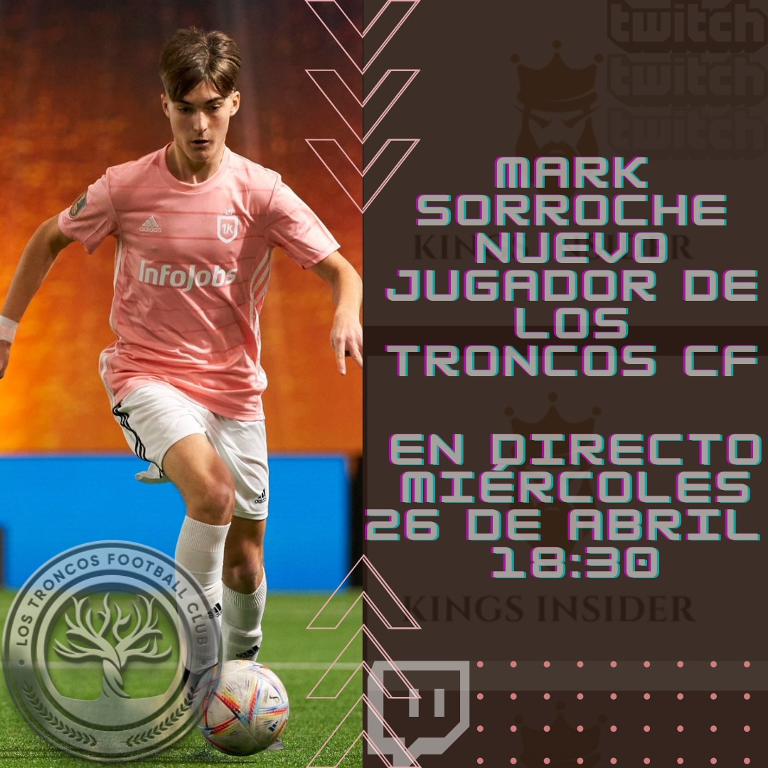 Kings_Insider's tweet photo. 🧡💛BOMBAZO INSIDER💛🧡

MARK SORROCHE, jugador de @LosTroncosFC_ estará con nosotros!!!!

🎪MAÑANA 18:30 en Twitch🎪

@KingsLeague @QueensLeague 
#mercatoKingsLeague 
#Mercato 
#avisen https://t.co/wdFQqUpKCv