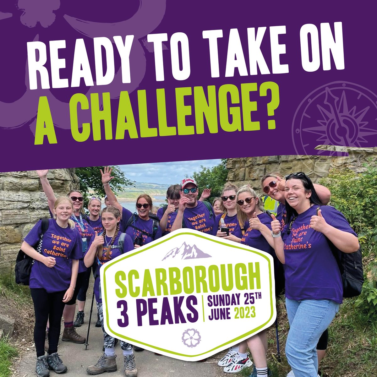 Are you ready?💪

After a great event last year, The Scarborough Three Peaks returns for 2023 - a 12-mile trek through Scarborough Castle, Oliver's Mount and Jacob's Mount 🗻

Join us - more information below!
📆 Sunday 25th June 
🖥️ saintcatherines.org.uk/event/scarboro…