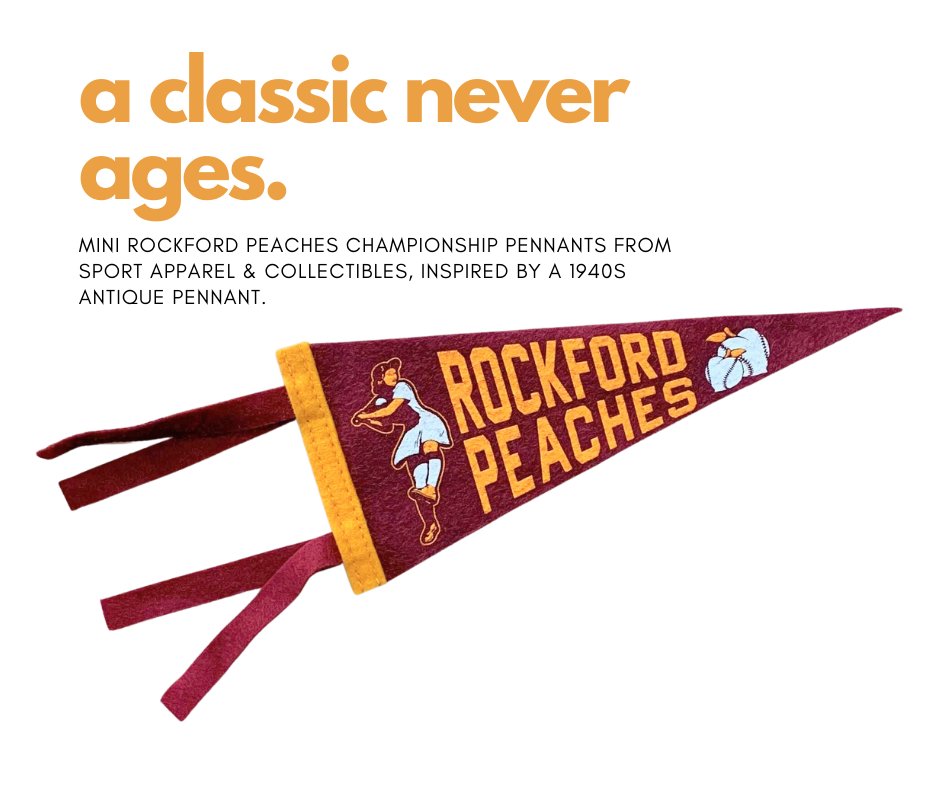 IWBC4Me's tweet photo. Check out our classic #RockfordPeaches pennant! All proceeds from #SPoRTPeachesApparel go toward helping the #IWBC mission! #GretaGillFans #CarsonShawFans #APlaceOfTheirOwn #StepUpToTheSport #SPoRTMakeup #MoreThanFour https://t.co/TJ0MQDNrdN https://t.co/qR0i9wrhE4