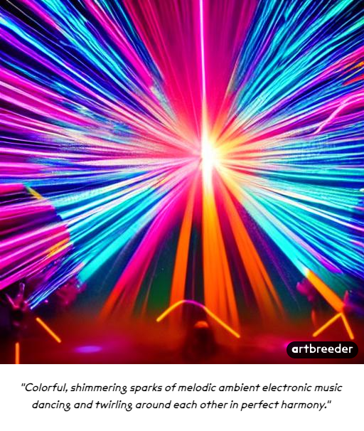 BeguilingOrbit's tweet photo. #ambientelectronic music #aiArt done with
@Artbreeder 

"Colorful, shimmering sparks of melodic ambient electronic music dancing and twirling around each other in perfect harmony." https://t.co/UJaShezNZV