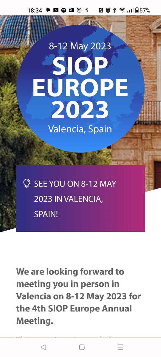 El Grupo de Enfermería de la Sociedad Europea de Oncología Pediatrica en Valencia en Mayo! Os animamos a acudir a esta Reunión Anual tan importante para las enfermeras pediátricas de oncología  dejamos link: siopeurope.eu