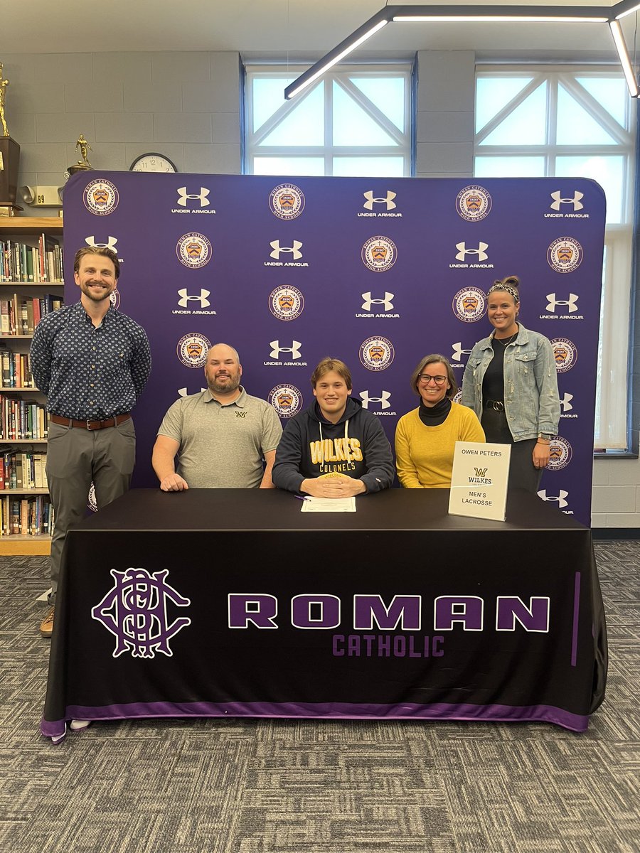 RomanAthletics's tweet photo. Congratulations to @Roman_Lacrosse Senior Owen Peters who signed his National Letter of Intent to play lacrosse next year at Wilkes University! #RomanProud @RomanCatholicHS @AOPathletics @PCLAthletics https://t.co/2fyxzBR7Ms