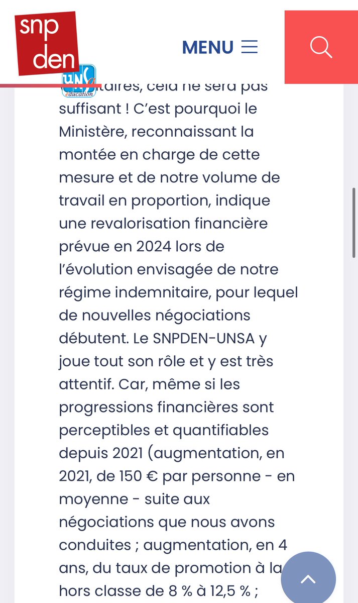 Dupognonprofs's tweet photo. 🫡

Après leur augmentation de 150€/mois en moyenne (=plus que les 92€/mois de « revalorisation » pour les enseignants), le gouvernement met les chefs d’établissement au garde-à-vous pour qu’ils appliquent le "pacte" :
- 1000€ de "prime pacte" en 2023
- revalorisation en 2024 https://t.co/N0vclrtZZg