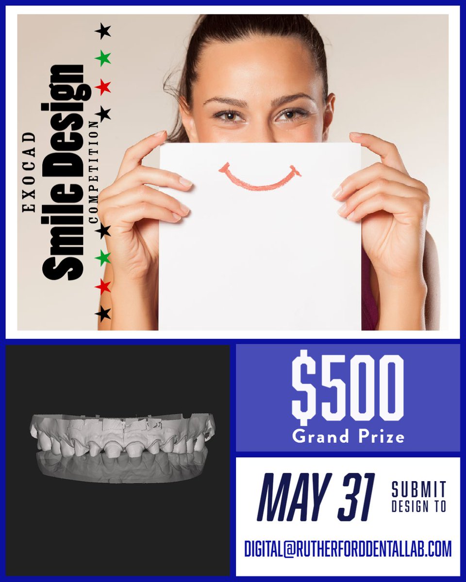 AdamRut9260's tweet photo. Don't forget to check out our @exocad design competition! Create a new smile design for teeth #6-11 and you could win $500! Submissions due by May 31. Download the files here: https://t.co/zABe6ukg4b
#Exocad #DesignCompetition #DentalDesign #DigitalDesign https://t.co/ZibxYQrLXM