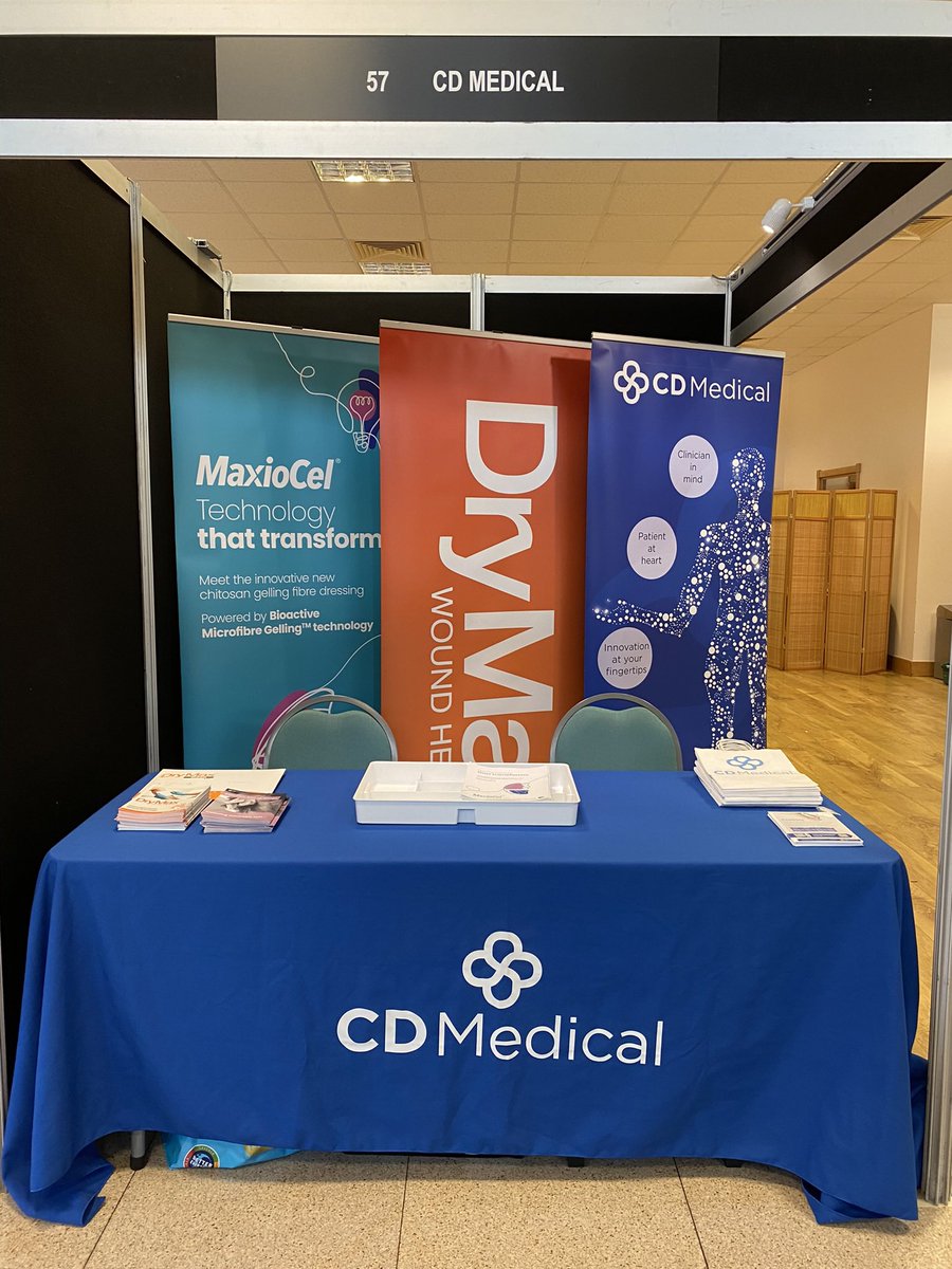 scottcdmedical's tweet photo. CD Medical are on the road again. All set up for the next 2 days Society of Tissue Viability  conference in Peterborough. Come along &amp; meet Scott on stand 57 to learn more about the  @cdmedical portfolio of products. #maxiocel #drymax #clinifilm #stericlens #irripod #povitulle https://t.co/OHFbvivu9C