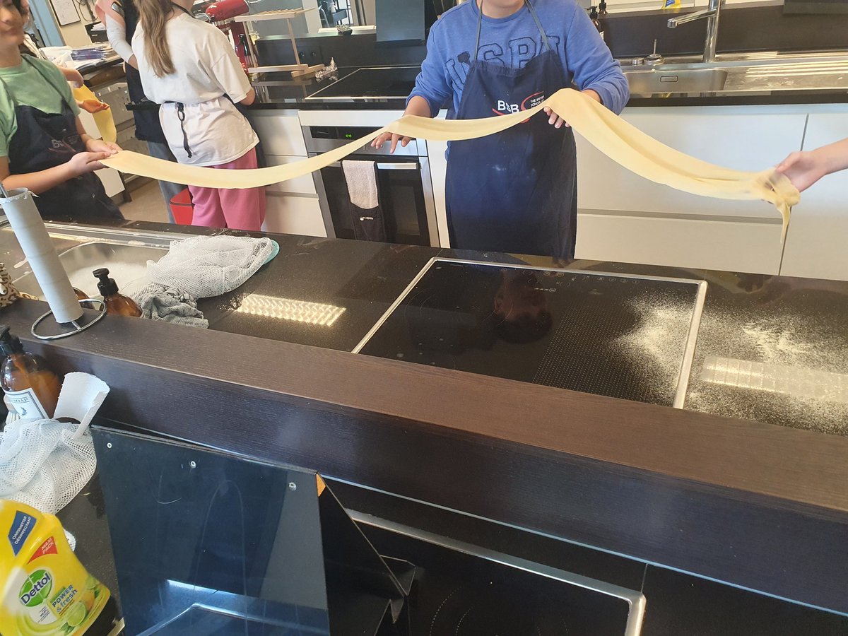 Lots of fun in the kitchens today! Year 7 experimented with fresh pasta making! Some wanted to make shapes and patterns others wanted to know how long it would stretch! 😂 NEA 1 superstars in the making! <a href="/BSB_Brussels/">The British School</a>