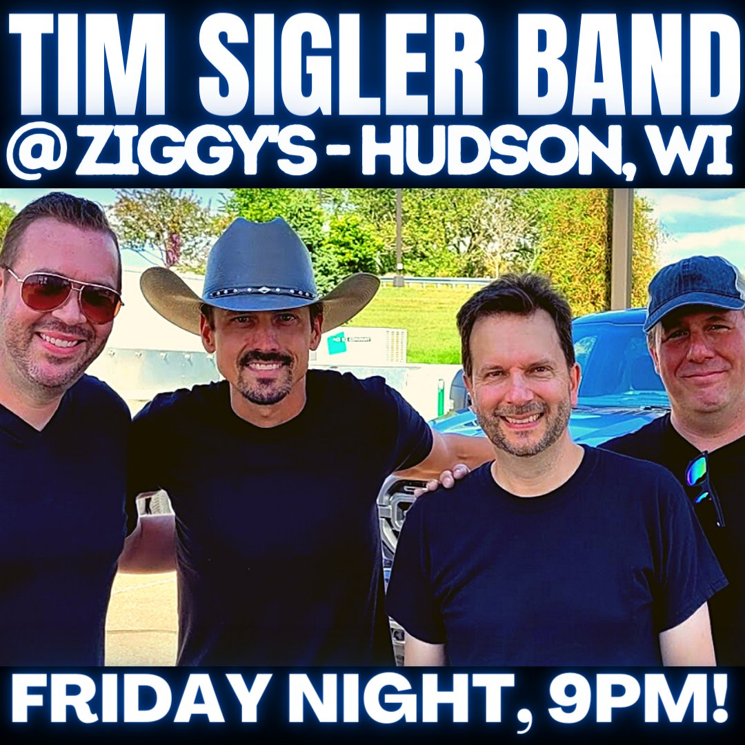 Ready to kick off the weekend with some live boot-stompin' country music!? Join us this Friday at Ziggy's in Hudson, WI for a night with the Tim Sigler Band! 🎶🤠 #countrymusic #TGIF #timsiglerband #livemusic #ziggyshudson #country #hudsonwi