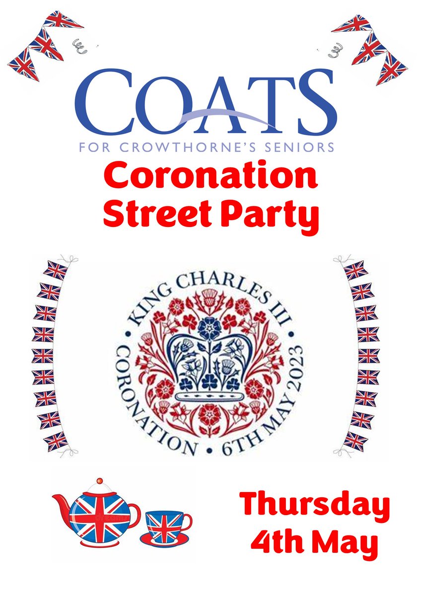 Hot on the heels of our St. George's day event we are getting ready for our coronation celebration at the COATS Centre.

#coronationstreetparty #seniors #crowthorne #KingCharlesIII