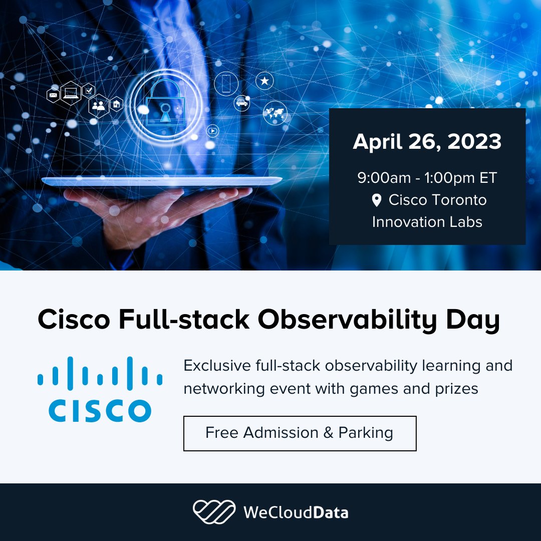 WeCloudData's tweet image. ⭐ In-person Event Feature of the Week ⭐
Come see us on Cisco Full-stack Observability Day at the Cisco Toronto Innovation Centre tomorrow, April 26. 
Sign up here: cisco.com/c/en_ca/traini…