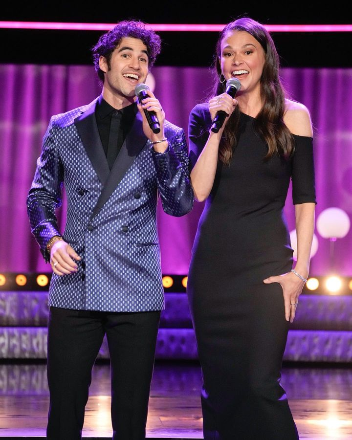 DarrenArmy's tweet photo. "L👀K! It’s @/darrencriss and me - celebrating Carol Burnett’s 90th birthday! Watch Wednesday 8/7c on NBC and streaming on Peacock.

#carolburnett90
#carolburnett90yearsoflaughterlove" ~ Sutton Foster https://t.co/gQ3YqOxK5G https://t.co/hxN36Trv2F