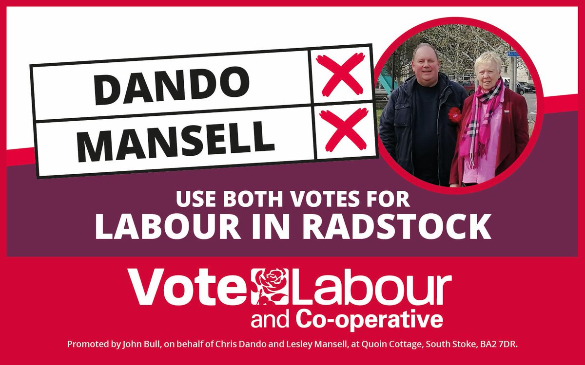 chris_dando's tweet image. The local elections are coming up. 

On the 4th May, vote Labour and Cooperative in the Radstock ward of Bath and North East Somerset Council.

Find out more here: 
@NESLabour 
BANESLabour.uk