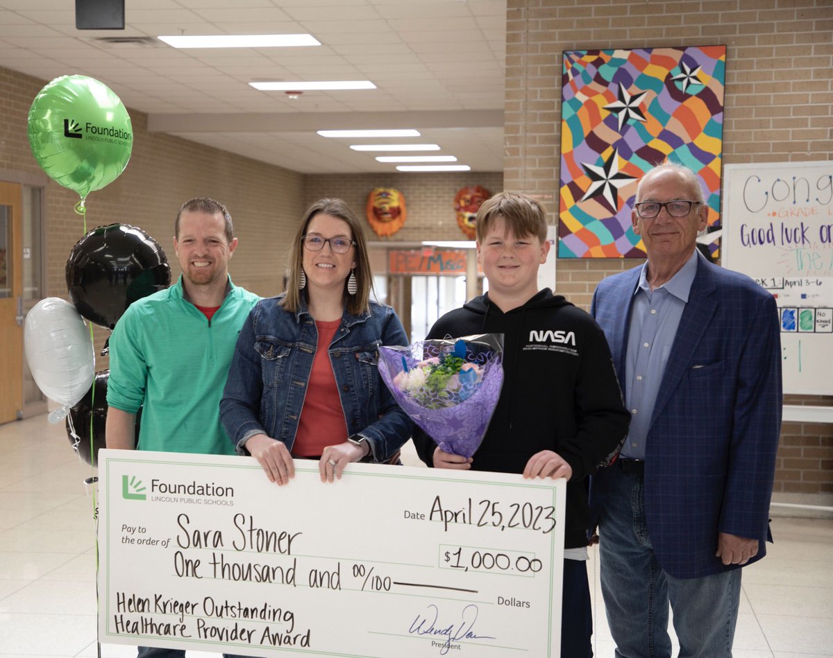 LPSHealthy's tweet photo. We would like to Congratulate Sara Stoner, School Nurse at Goodrich Middle School.  Sara is the recipient of the Helen Krieger Outstanding Healthcare Provider Award. Sara is a School Nurse Leader,  expert in MTSS and student-centered in her practice! Congrats Sara! #lpsproud https://t.co/poJ6pVreFy