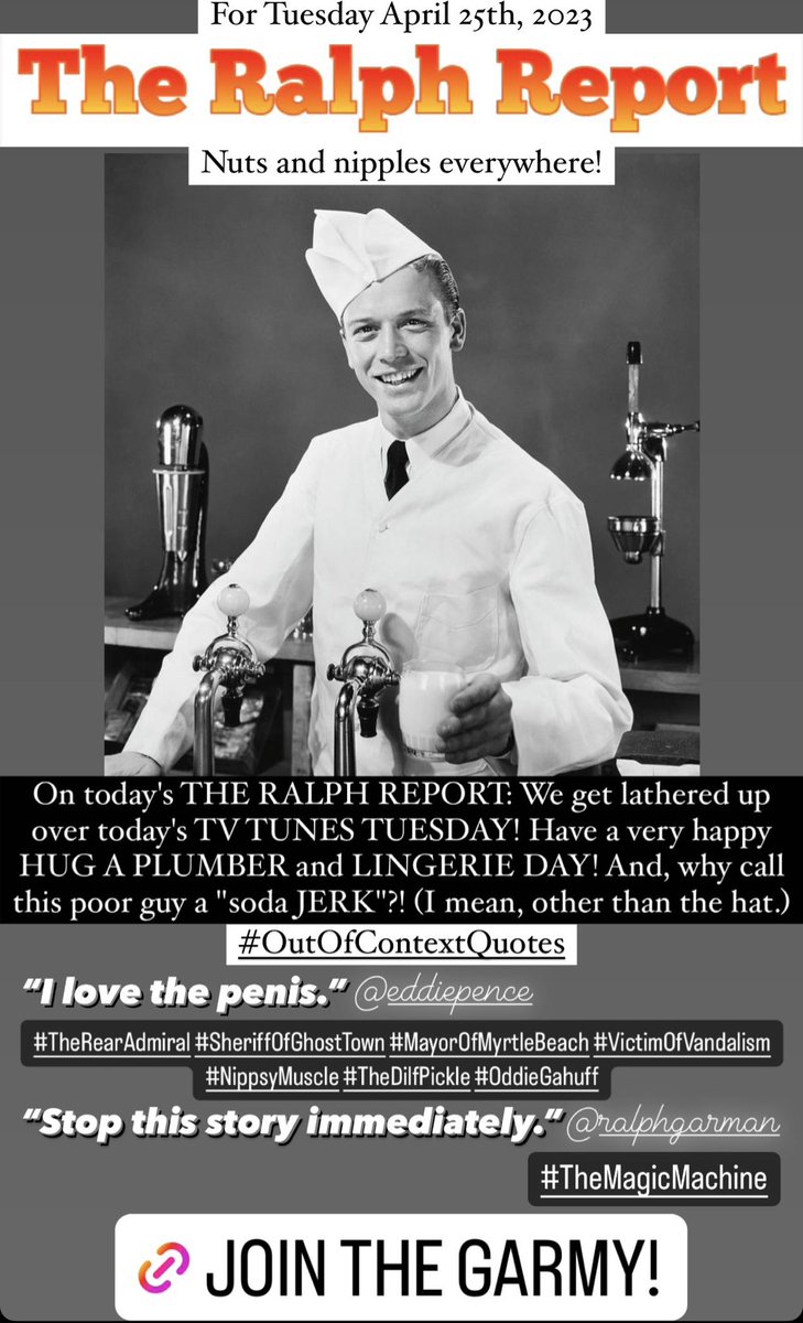 TRRFanPage's tweet image. 🎙️Get ready for some Tuesday fun with #TheRalphReport! Join @RalphGarman and @EddiePence for Holiday or Holinay, TV Tunes Tuesday, and plenty more laughs! 

Join the #Garmy on @Patreon now to get access: Patreon.com/theralphreport 

New episodes Mon-Fri. #GarmyStrong