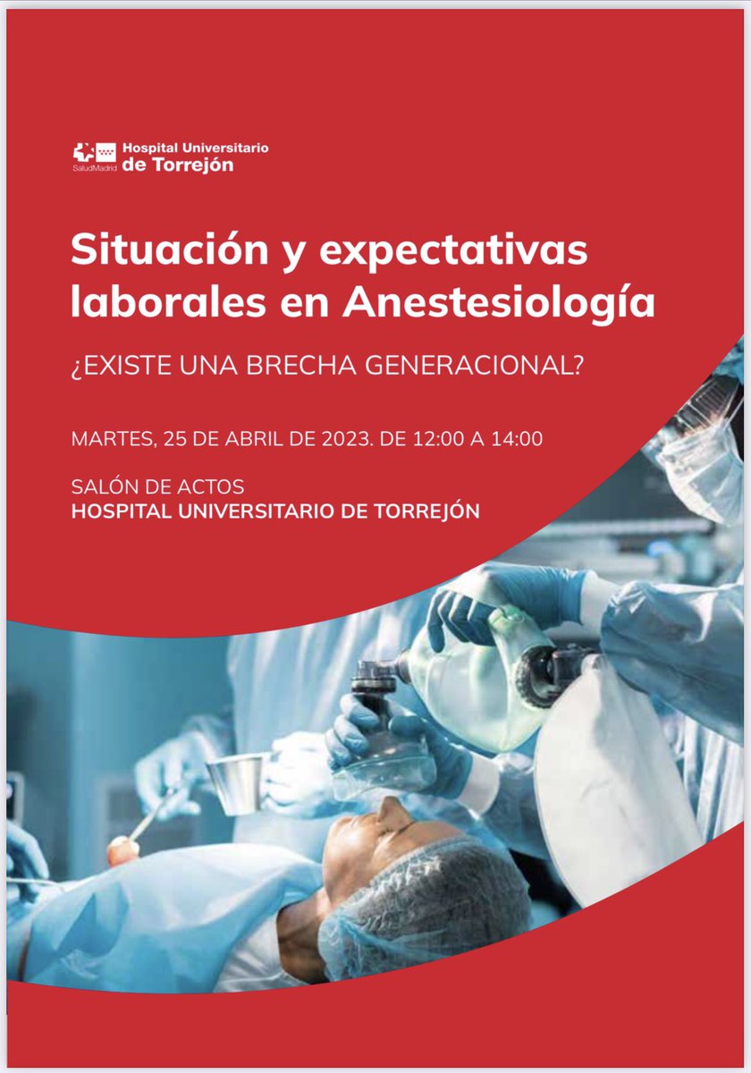 Hoy hemos compartido impresiones y hemos aprendido de las nuevas generaciones de anestesiólogos. Muchas gracias a los asistentes y participantes en <a href="/HUdeTorrejon/">Hospital Universitario de Torrejón</a>