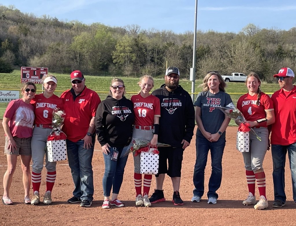 TongieHigh's tweet photo. Last Tuesday was Senior Night for Lady Chieftain Softball. Congrats to seniors Savannah Booker, Laci Douglas, &amp; Kylie Vandervoort! 

#tongienation https://t.co/DIM8oRFik6