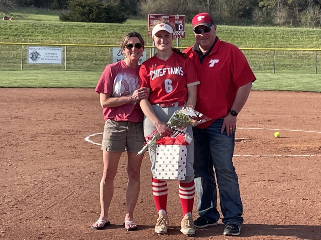 TongieHigh's tweet photo. Last Tuesday was Senior Night for Lady Chieftain Softball. Congrats to seniors Savannah Booker, Laci Douglas, &amp; Kylie Vandervoort! 

#tongienation https://t.co/DIM8oRFik6