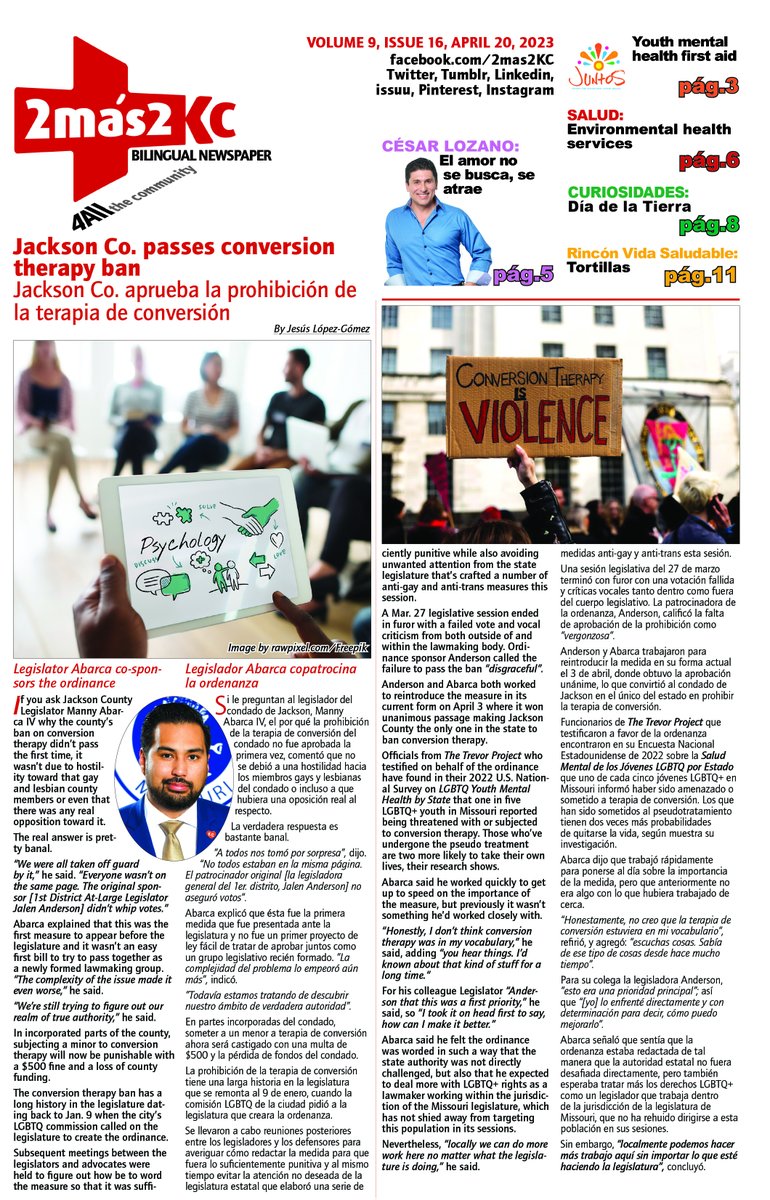 Jackson County aprueba prohibición de #terapia de #conversión
issuu.com/2mas2kc/docs/2…