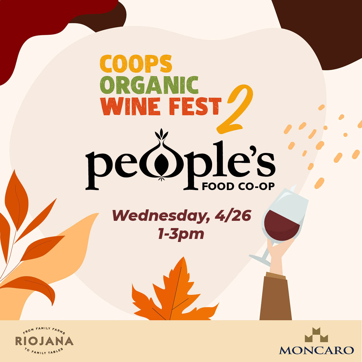 Join us in the courtyard this Wednesday for a wine tasting with La Riojana Co-op! 🍷 We'll host them in the courtyard this Wednesday, 4/26 from 1-3pm. It'll be a lovely 75 degrees out – perfect for hanging in the courtyard, sampling some wine, and enjoying the Farmers' Market!