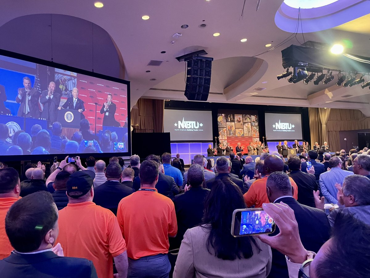 “Wall Street didn’t build the middle class! UNIONS built the middle class!” <a href="/POTUS/">President Donald J. Trump</a> <a href="/JoeBiden/">Joe Biden</a> at <a href="/NABTU/">The Building Trades</a> with <a href="/IBEW/">IBEW</a> #1u #nabtu2023