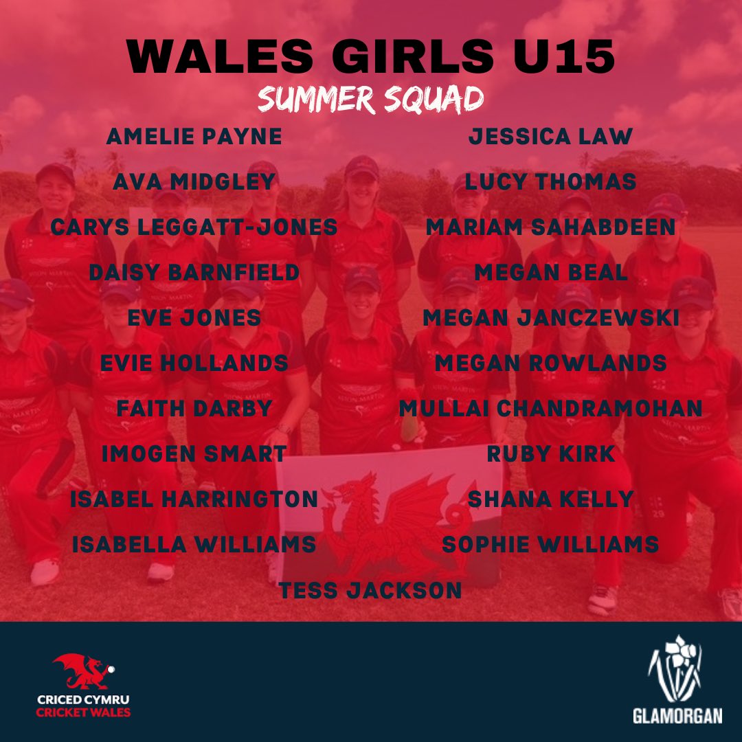 cricketwales_wg's tweet photo. Our U15 girls summer squad! A huge congratulations to everyone involved, looking forward to an exciting summer of cricket 🏏🏴󠁧󠁢󠁷󠁬󠁳󠁿☀️ https://t.co/wYDORxUw8l