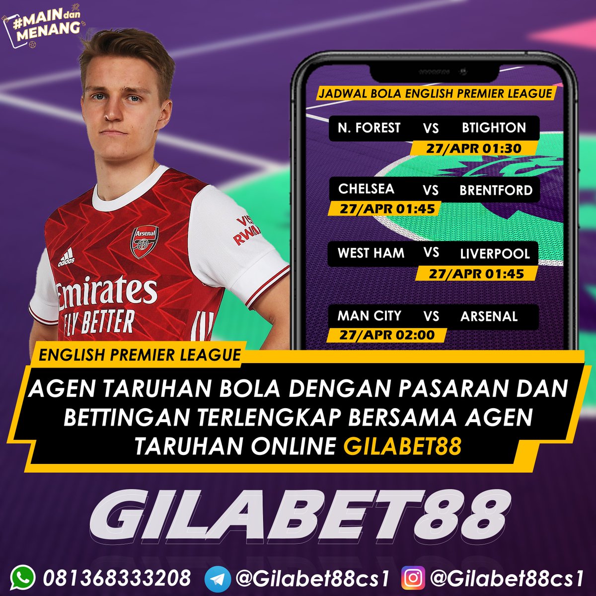 Piala2022's tweet photo. Hay para pecinta taruhan online khususnya untuk sportsbook sepak bola , Jangan lupa pasang taruhannya hanya di agen GILABET88 dengan bettingan terlengkap 🎉💯

👉 BONUS NEW MEMBER
👉 BONUS CASHBACK
👉 EVENT MIX PARLAY

#taruhanbolaonline #agentaruhanterpercaya #mudahmenang https://t.co/V40y3azWly