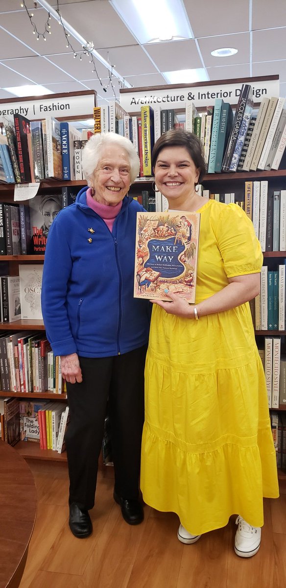It was such a pleasure to have @angkunkel AND Nancy Schon (!!) at the store today to celebrate Angela's beautiful MAKE WAY, The Story of Robert McCloskey, Nancy Schon, and Some Very Famous Ducklings 🦆