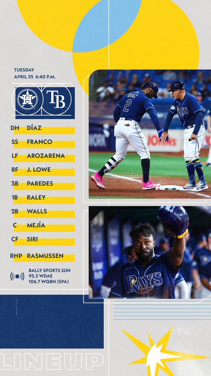 RaysBaseball's tweet photo. Jose Siri returns to the lineup and Ras is on the hill for game 2 vs the Astros https://t.co/sDST3d3SmM