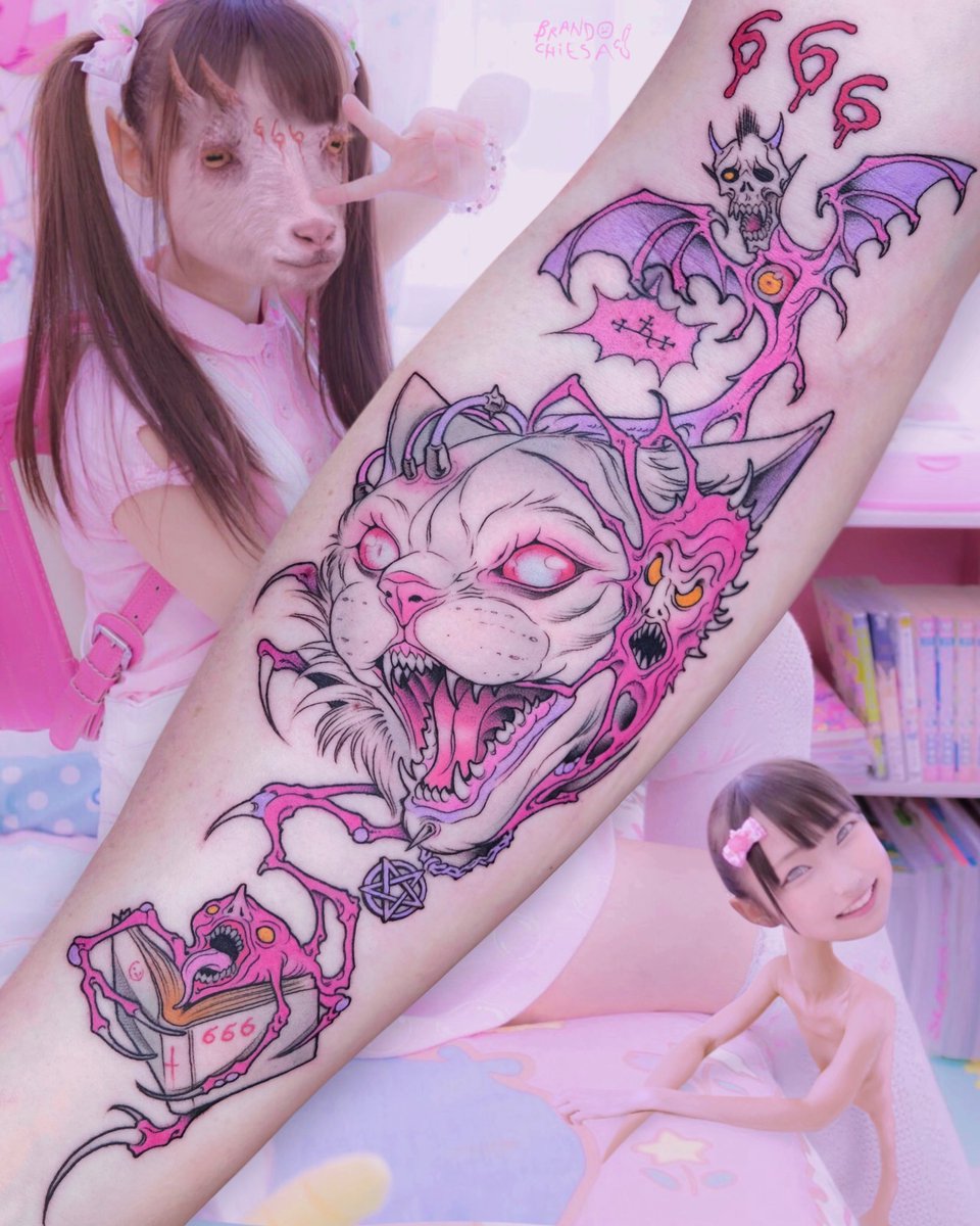 🫶🏻 RotteN FantasyLand 💕 I still live in my disturbed childhood #anime #tattoo #cat #tattooart