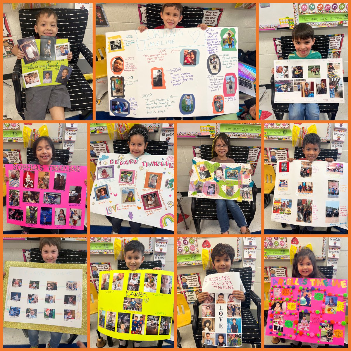 mrs_falcon's tweet photo. My students got to present about their timelines today! They had so much fun practicing their public speaking and talking about themselves 🥰 @Rockets120 #timelines https://t.co/wsq4HbNXzN