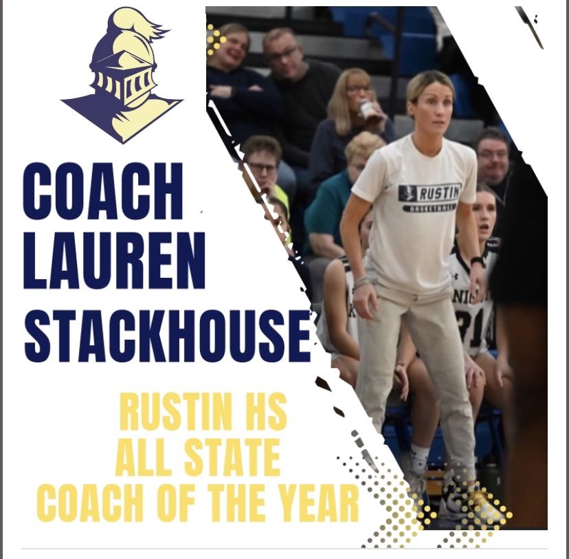 GirlsRustin's tweet photo. Congratulations to Head Coach Lauren Stackhouse who was named 2023 PA 5A Coach of the Year by the PA Sportswritersโผ๏ธ itโs a credit to the entire team & coaching staff ๐ Thank you Sportswriters for this honor ๐ @PaPrepLive @hooplove215 @WCRustinKnights @delcogoats @DLNSports https://t.co/ejrxD7A3Ke