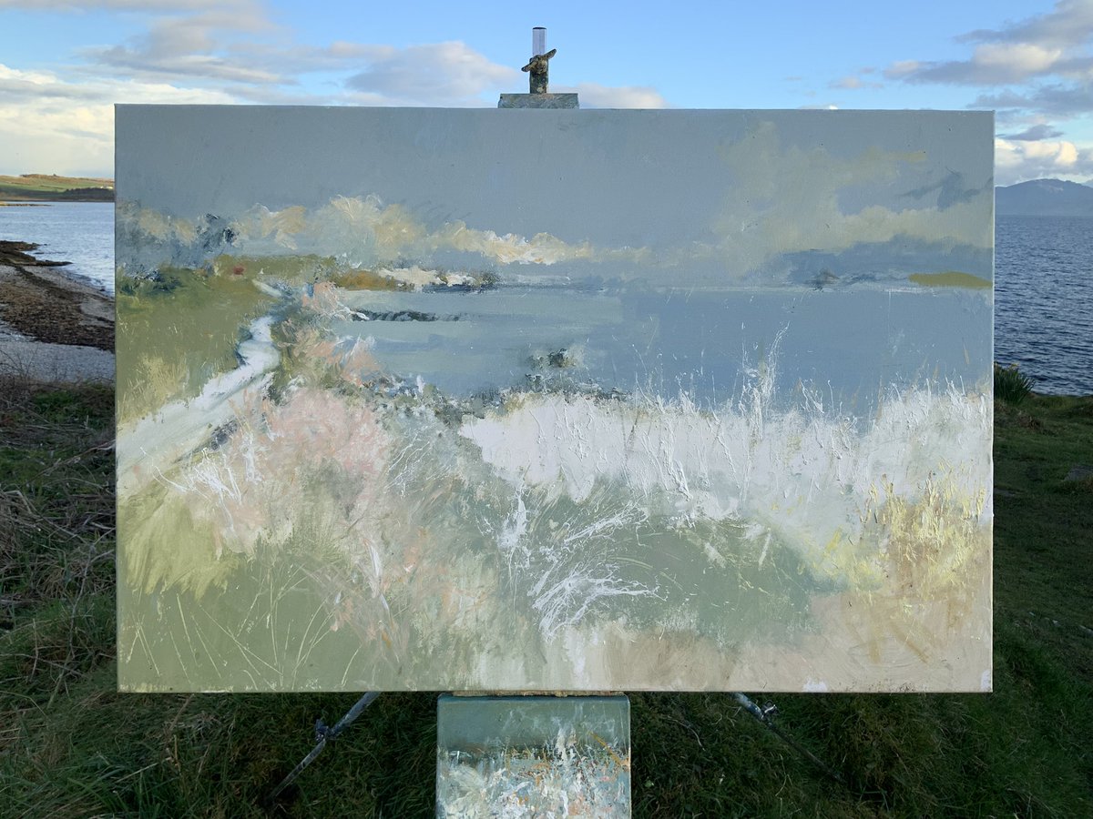 Painting on Bute a week or so ago. It was great to work with a subject that is so dynamic and constantly changing. #changinglandscapes #allaprima #pleinairpainting #paintinginscotland #openairpainting #bute #isleofbute #galleries #independentgalleries #artscotland #celf