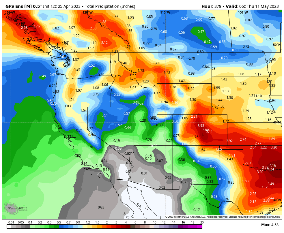 realwxforecast's tweet photo. Quick Update Followers - As I discussed a few days ago, the pattern for the West Coast is really going to do a 180, and flip cold and somewhat active. Check out the models below for the beginning and middle of the May. I know some folks are not going to like this, but as I discussed the other day, there might be some rain in the forecast and snow. Unreal, after the major warmup/snow melt later this week. Crazy stuff is brewing. Another foot in the Sierra Nevada's over 7000 feet?? Winter is not over! Stay tuned for more updates later tonight, as the pattern shift evolves.