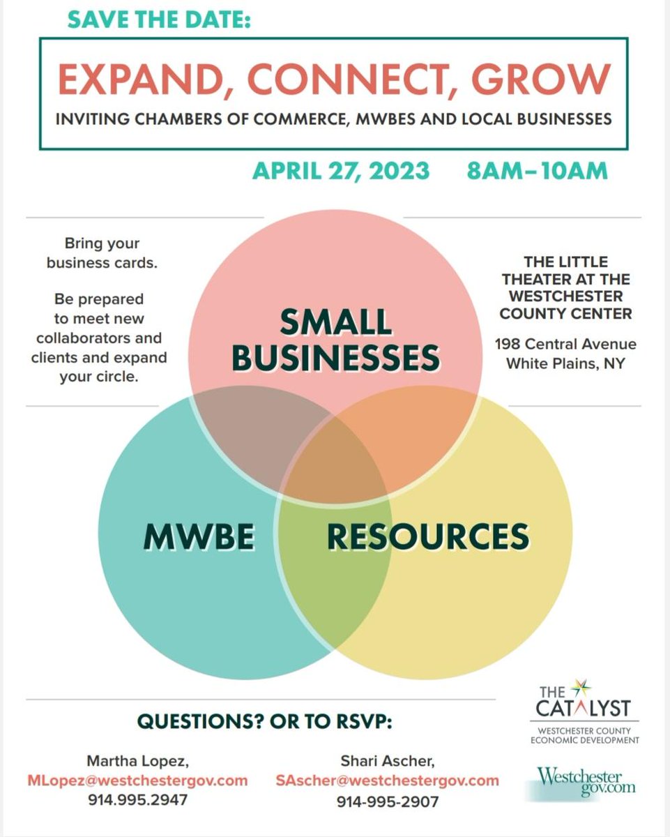 Ossining Chamber (@ossiningchamber) on Twitter photo JOIN US - This Thursday, April 27th, 8-10 am at the County Center for a morning of business resources with Westchester County. Registration requested sascher@westchestergov.com
This is a GREAT OPPORTUNITY + the Greater Ossining Chamber of Commerce will be there!
#ossiningchamber JOIN US - This Thursday, April 27th, 8-10 am at the County Center for a morning of business resources with Westchester County. Registration requested sascher@westchestergov.com
This is a GREAT OPPORTUNITY + the Greater Ossining Chamber of Commerce will be there!
#ossiningchamber