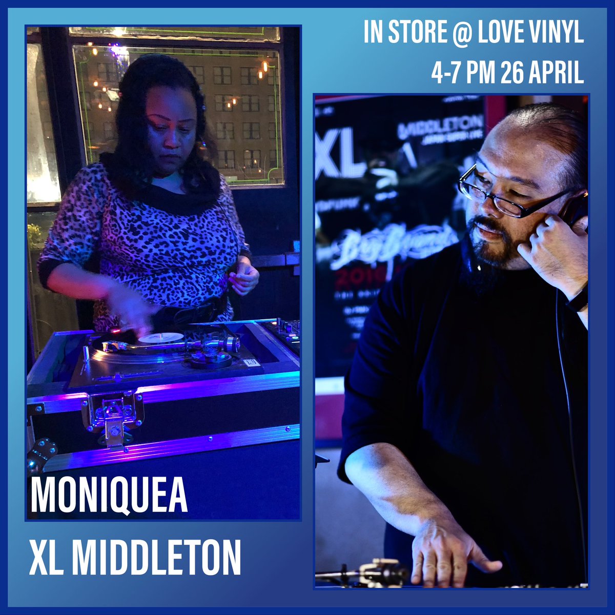 XLMiddleton's tweet image. Hitting an in-store w/ @1Moniquea at Love Vinyl in London, Weds. April 26. Will be playing some wax, digging, &amp;amp; kicking it. Slide thru and join us, 4-7 pm!
