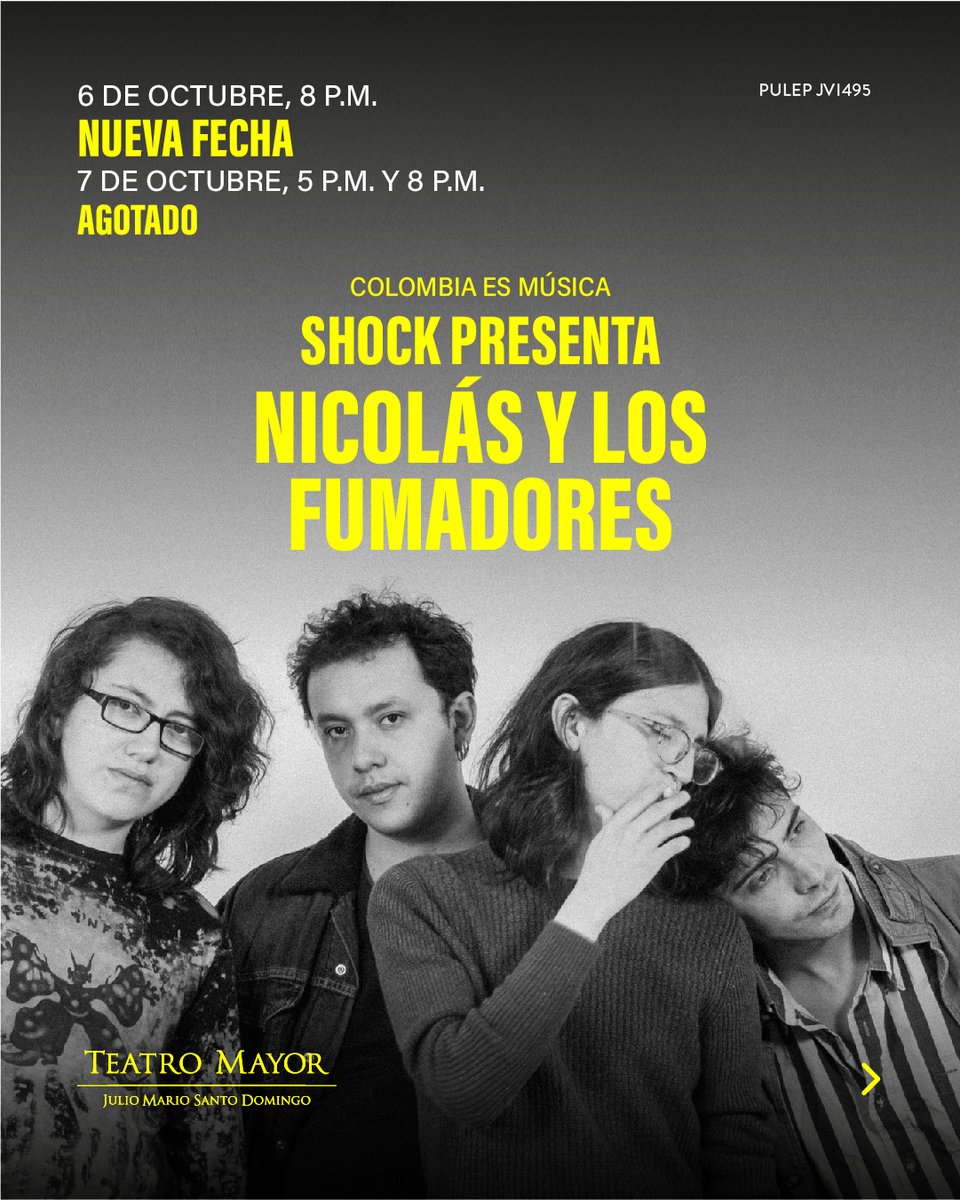 teatromayor's tweet photo. ¡Porque ustedes lo pidieron! Abrimos una nueva fecha para que disfruten con @Los_Fumadores, en el marco de la franja #ShockPresenta, en el #TeatroEstudio del #TeatroMayor. 
📅 6 de octubre, 8 p.m.
Entradas en 👉 https://t.co/zF7QcshzoB 

@ShockCo https://t.co/SP3dbyI4qR