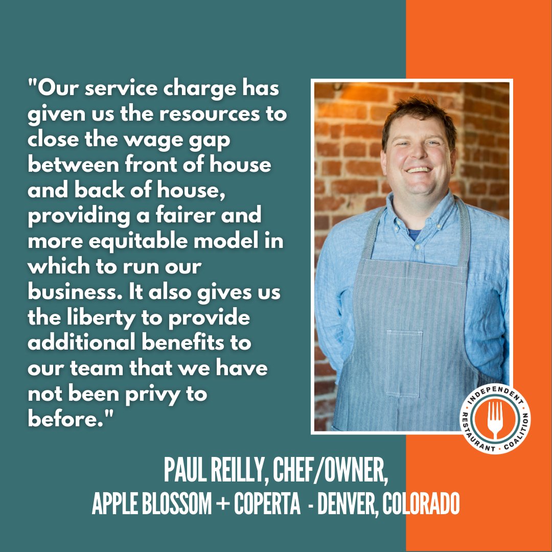 Head to independentrestaurantcoalition.com/letter to sign our petition to Congress to change the way service charges are taxed, in order to create a more equitable and viable pay structure for restaurant and bar workers.