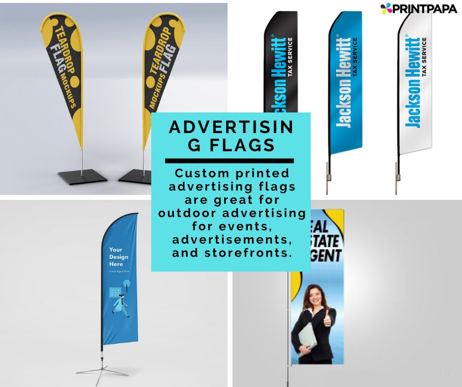 printpapa's tweet image. Raise your brand's visibility with PrintPapa's Custom Advertising Flags! Eye-catching designs, durable materials &amp;amp; fast turnaround! Perfect for events, promos &amp;amp; storefronts!

 Order now: bit.ly/39icQV0

#AdvertisingFlags #Economy #TearDrop #Rectangle