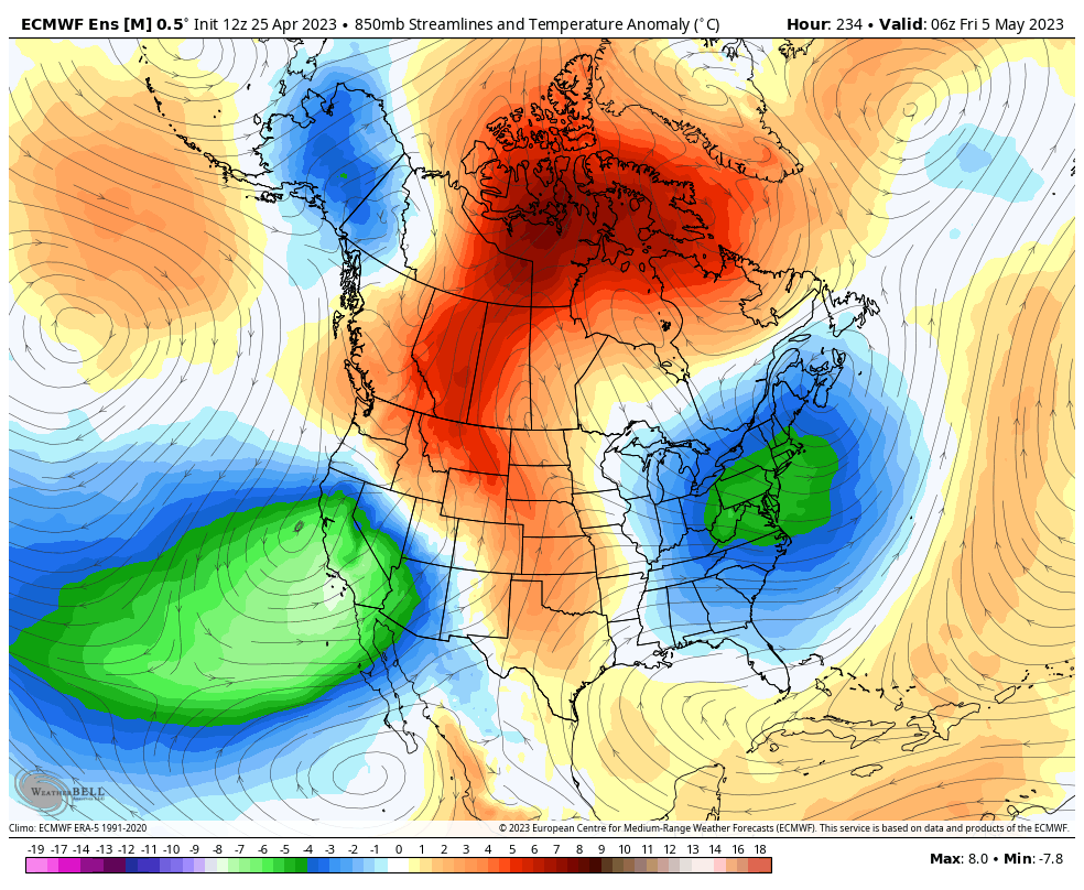 realwxforecast's tweet photo. Quick Update Followers - As I discussed a few days ago, the pattern for the West Coast is really going to do a 180, and flip cold and somewhat active. Check out the models below for the beginning and middle of the May. I know some folks are not going to like this, but as I discussed the other day, there might be some rain in the forecast and snow. Unreal, after the major warmup/snow melt later this week. Crazy stuff is brewing. Another foot in the Sierra Nevada's over 7000 feet?? Winter is not over! Stay tuned for more updates later tonight, as the pattern shift evolves.
