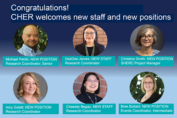 Delighted to have you all on the team!

Read more in our recent newsletter, bit.ly/3ZF51R5.

#CHERtheHealth #NAU #NAUResearch #healthequity #healthequityresearch #health #healthresearch