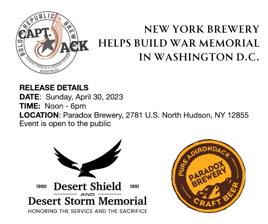 NEW YORK BREWERY HELPS TO BUILD WAR MEMORIAL IN WASHINGTON D.C.
View press release here: bit.ly/3oCxSrI
<a href="/ParadoxBrewery/">Paradox Brewery</a> <a href="/BrewHonor/">Capt Jack</a> 🍺
ndswm.org
#craftbeer #military #USAF #USMC #Navy #Coastguard #veteran #honor 
#memorialday2023 #beer #newyorkbeer