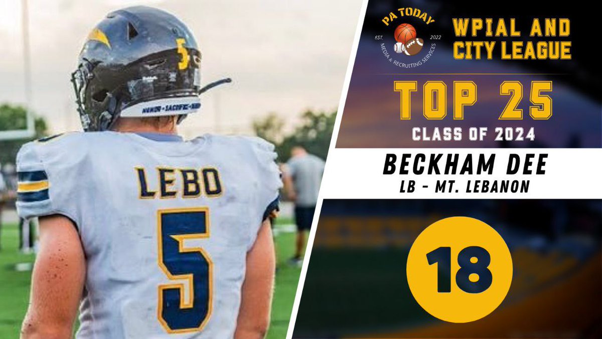PA_TodaySports's tweet image. The 18th ranked player on the PA Today Class of 2024 Top 100 WPIAL/City-League 🏈 Rankings List is @mtlebofootball RB/LB @BeckhamDee9‼️🔥

#PAToday #WPIALFootball