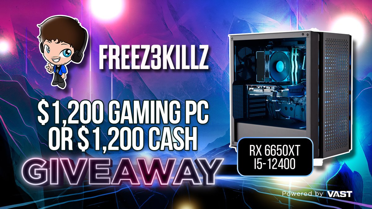 VastGG's tweet image. We&apos;re super excited to announce this PC giveaway with
@FreeZ3KiLLz!  

One person will win this $1,200 Gaming PC or $1,200 Cash!  

To enter, perform these tasks via the link below:  

- Retweet + Like 

- Follow @FreeZ3KiLLz + @VastGG 

Enter Here: vast.link/FreeZ3KiLLzTV