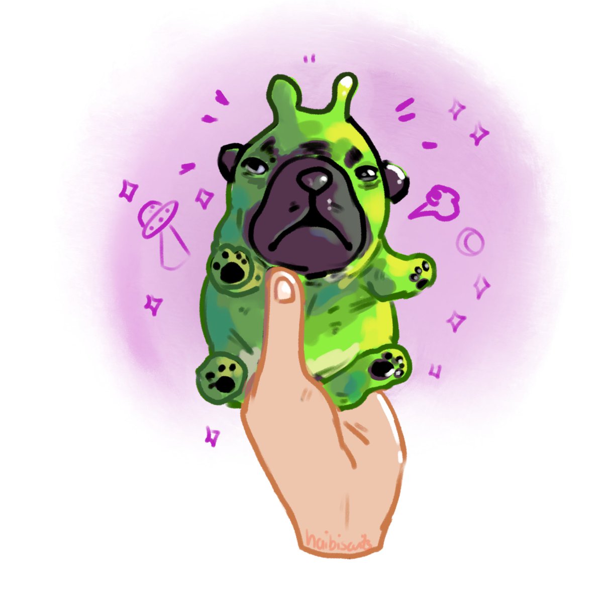 haibiscuits's tweet photo. this fucking puppy… 
#aliendog #alienpug #meme #fanart https://t.co/E87kWBJhdu