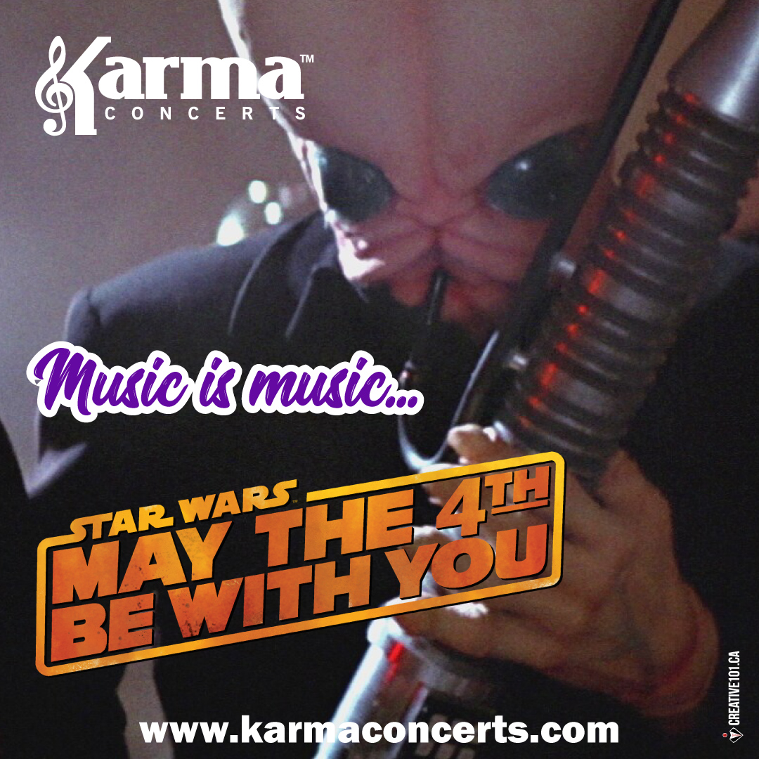 Happy #StarWarsDay 🤣
They had great music throughout the movies and music is music, wherever you're from! 😁😁 

Have a great day.

#KarmaConcerts #Leduc #bethekarma